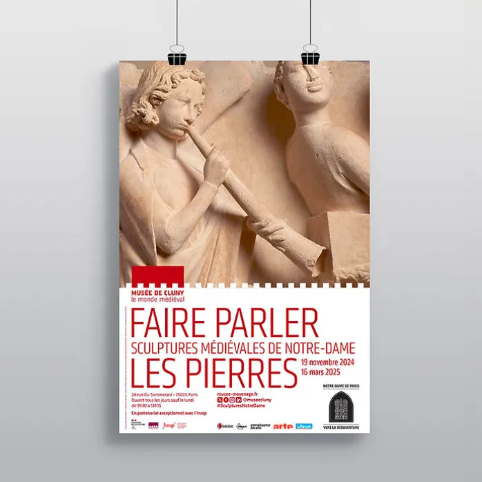 Affiche de l'exposition Faire parler les pierres. Sculptures médiévales de Notre-Dame - 40x60 cm