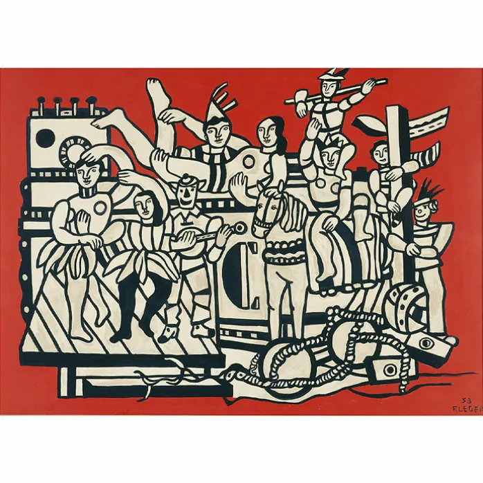 Affiche Fernand Léger - La Grande Parade sur fond rouge, 1953