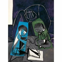 Affiche Pablo Picasso - Claude dessinant Françoise et Paloma, 1954 - 50 x 70 cm