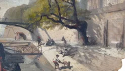 Album des vues de Paris, la berge sous le pont des Beaux-Arts (panneaux aluminium)