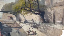 Outlet Album des vues de Paris, la berge sous le pont des Beaux-Arts (panneaux acryliques) Panneaux Acryliques|Toiles Encadrées