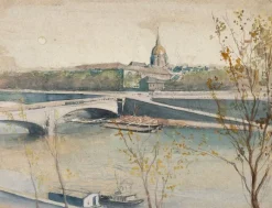 Album des vues de Paris, le pont de l'Alma et le dôme des Invalides (toiles encadrées)