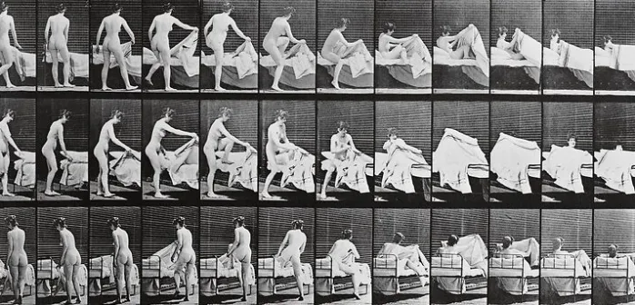 Animal Locomotion : femme nue se coucha (panneaux acryliques)
