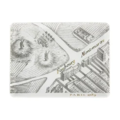 Hot Assiette rectangulaire "Plan de Turgot" - Or, Porcelaine Art De La Table