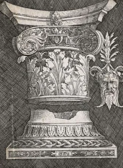 Clearance Base et chapiteau de colonne avec un ornement en forme de masque (toiles encadrées) Toiles Encadrées|Affiches D'Art Encadrées