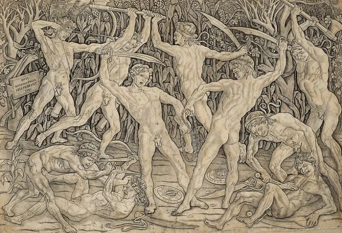 Bataille de dix hommes nus (panneaux aluminium)