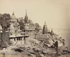 Bénarès. Ghat de Manikarnika, 1865 (toiles encadrées) Toiles Encadrées|Affiches D'Art