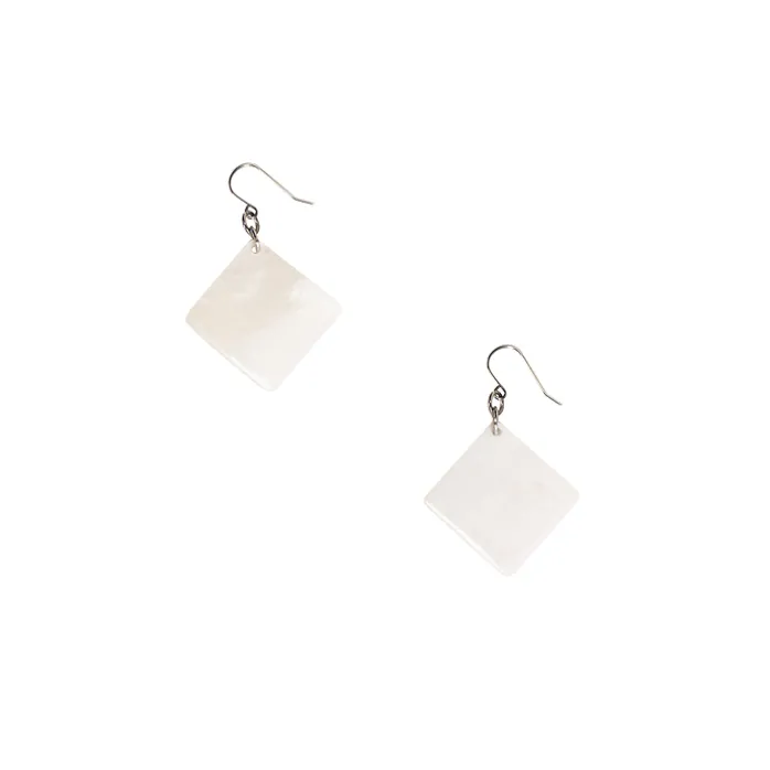 Boucles d'oreilles Carrés en nacre blanche - L'Indochineur