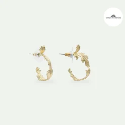 Clearance Boucles d'oreilles créoles dorées feuilles d'acanthe - Les Néréides Boucles D'Oreilles