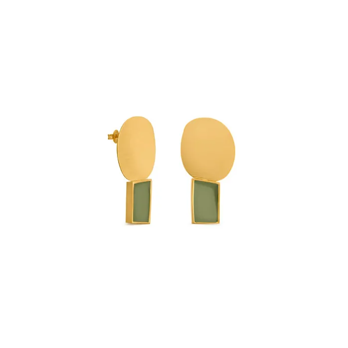 Boucles d'oreilles dorées Collage vert - Joidart