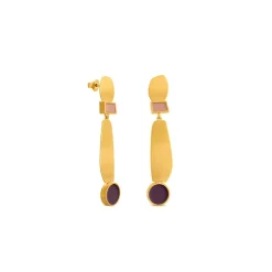 Boucles d'oreilles dorées collage lila - Joidart