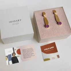 Boucles d'oreilles dorées collage lila - Joidart