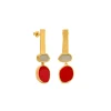 Boucles d'oreilles dorées Collage rouge - Joidart