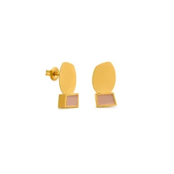 Outlet Boucles d'oreilles dorées Collage mauve - Joidart Boucles D'Oreilles