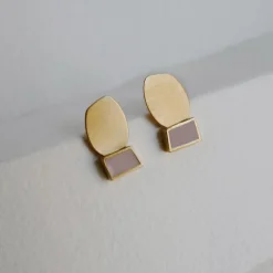 Outlet Boucles d'oreilles dorées Collage mauve - Joidart Boucles D'Oreilles