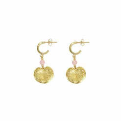 Boucles d'oreilles Nymphéa Perle de quartz rose - Les Cleias