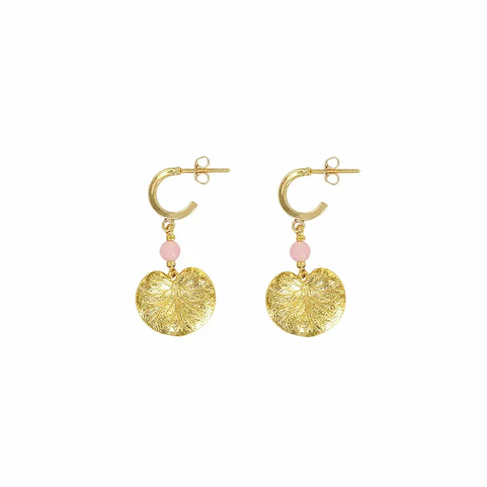 Boucles d'oreilles Nymphéa Perle de quartz rose - Les Cleias