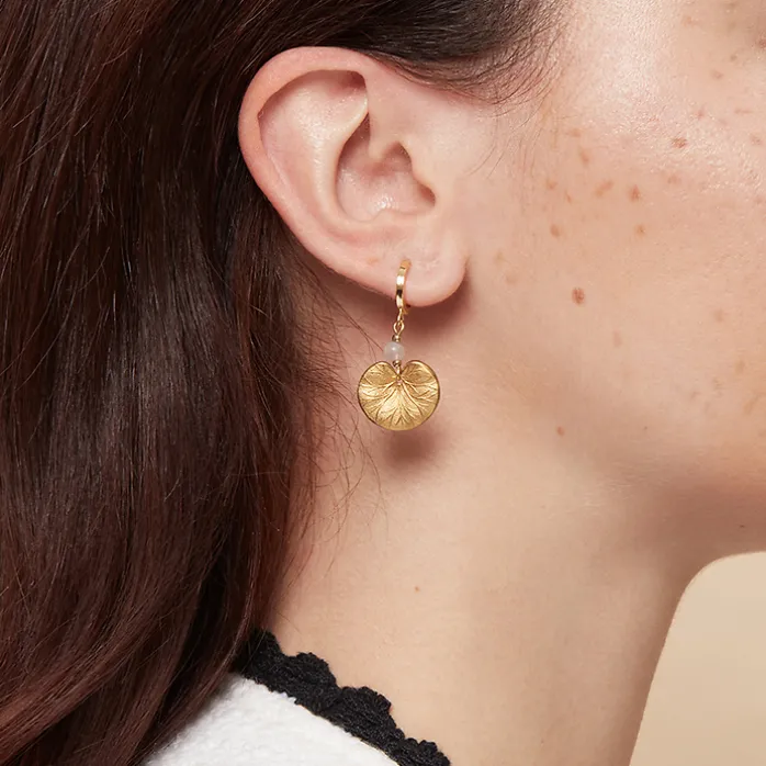Boucles d'oreilles Nymphéa Perle de quartz rose - Les Cleias