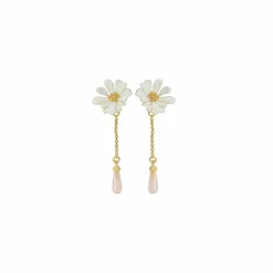 Boucles d'oreilles pendantes Clips Fleur Blanche Berthe Morisot - Les Néréides X musée d'Orsay
