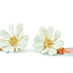 Boucles d'oreilles pendantes Clips Fleur Blanche Berthe Morisot - Les Néréides X musée d'Orsay