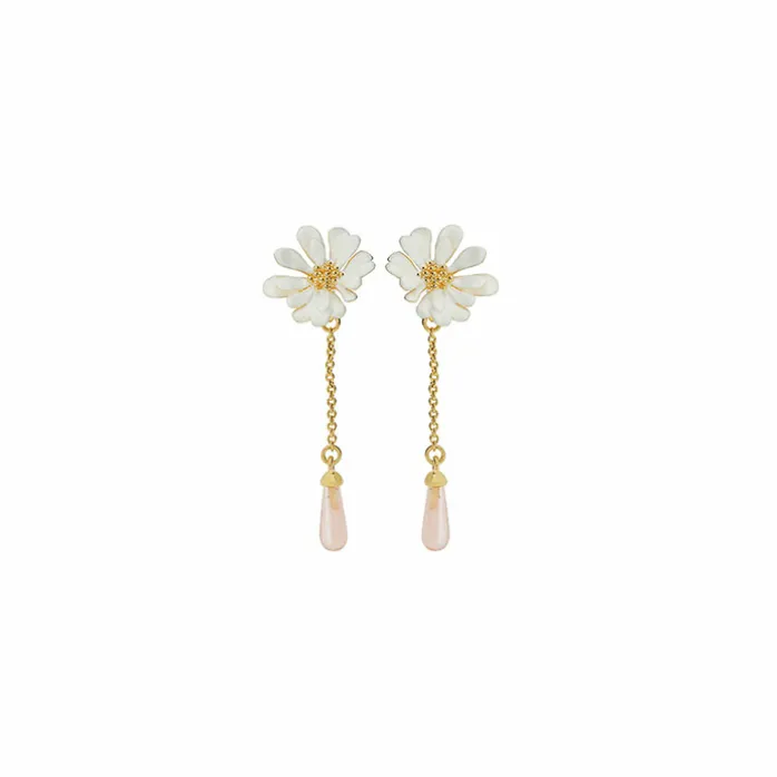 Boucles d'oreilles pendantes Fleur Blanche Berthe Morisot - Les Néréides X musée d'Orsay
