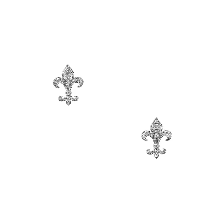 New Boucles d'oreilles puces Fleur de Lys strass - Oreilles percées Boucles D'Oreilles
