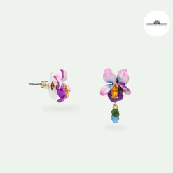 Boucles d'oreilles à tiges Violette - Les Néréides