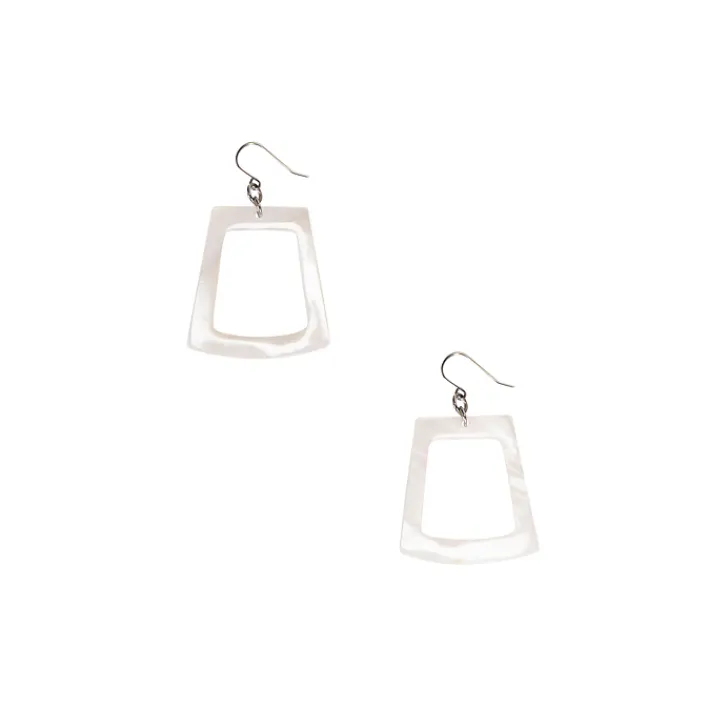 Clearance Boucles d'oreilles Trapèze en nacre blanche - L'Indochineur Boucles D'Oreilles
