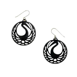 Boucles d'oreilles Tsuba héron Corne noire