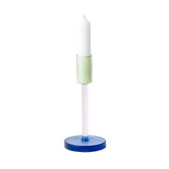 Bougeoir en verre Rose / vert