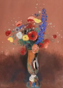 Bouquet de fleurs des champs dans un vase à long col (toiles encadrées)