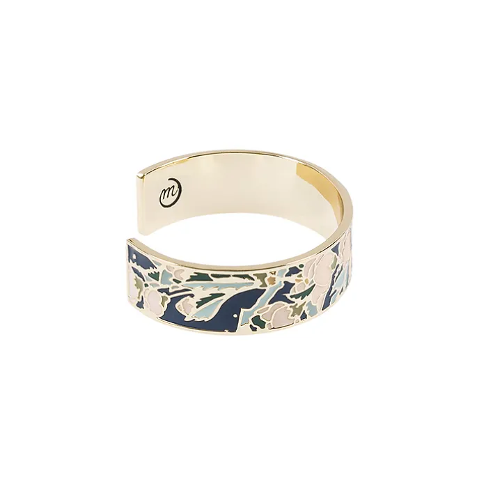 Bracelet jonc Hokusai - Cerisier et bouvreuil