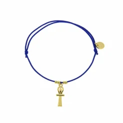 Online Bracelet élastique avec charm Égyptien - Croix de Vie - Bleu Bracelets