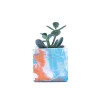 Cache pot - Béton bleu et orange