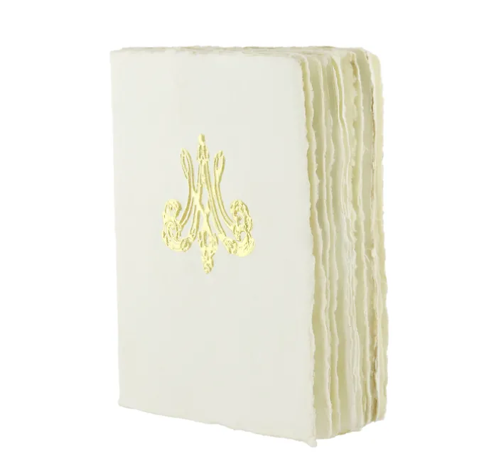 Cahier papier bouilli en cuve - Monogramme de Marie-Antoinette - Beige