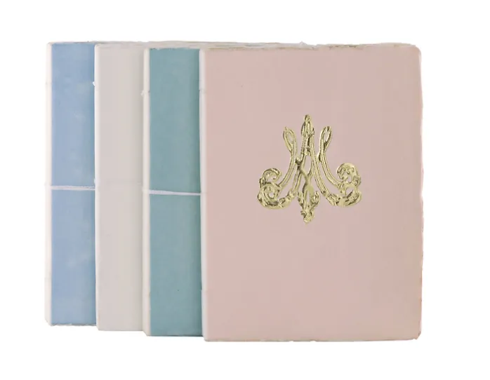 Cahier papier bouilli en cuve - Monogramme de Marie-Antoinette - Beige