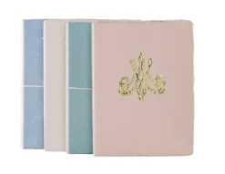 Cahier papier bouilli en cuve - Monogramme de Marie-Antoinette - Bleu