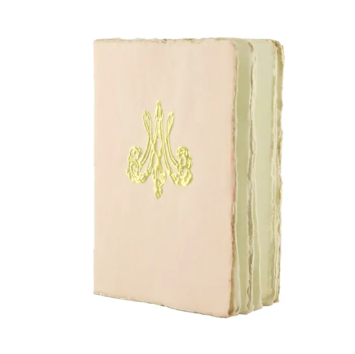 Cahier papier bouilli en cuve - Monogramme de Marie-Antoinette - Saumon
