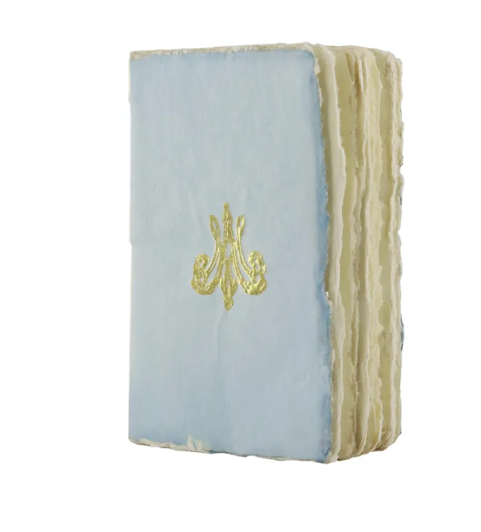 Carnet papier bouilli en cuve - Monogramme de Marie-Antoinette - Bleu