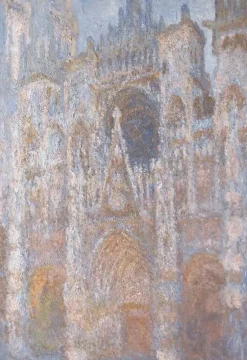 Clearance Cathédrale de Rouen, le portail, soleil matinal harmonie bleue (toiles sur châssis) Toiles Sur Châssis|Affiches D'Art Encadrées