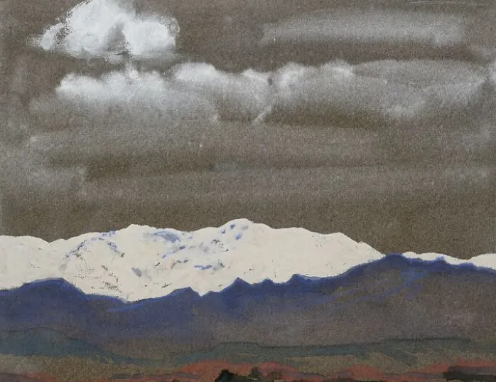 Chaîne de montagnes enneigées le soir (panneaux aluminium)