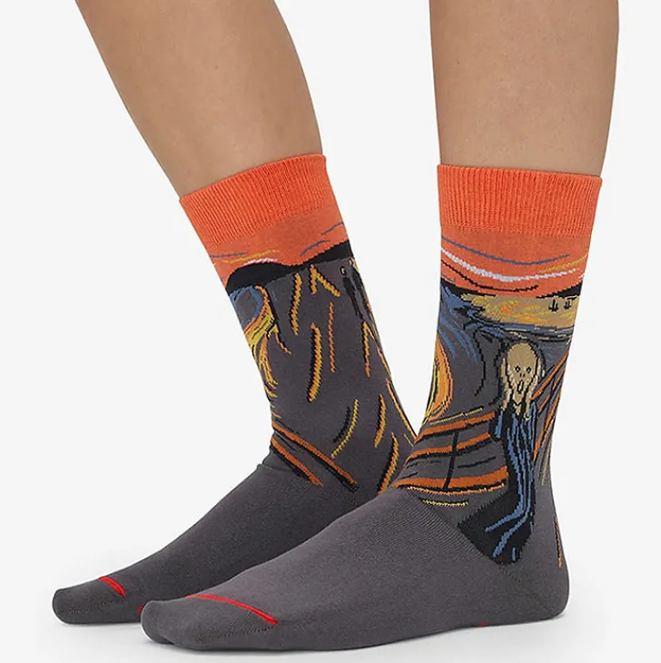 Hot Chaussettes Edvard Munch - Le Cri - Orange Chaussettes