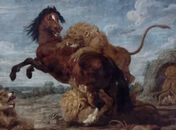 Cheval attaqué par des lions (panneaux acryliques)