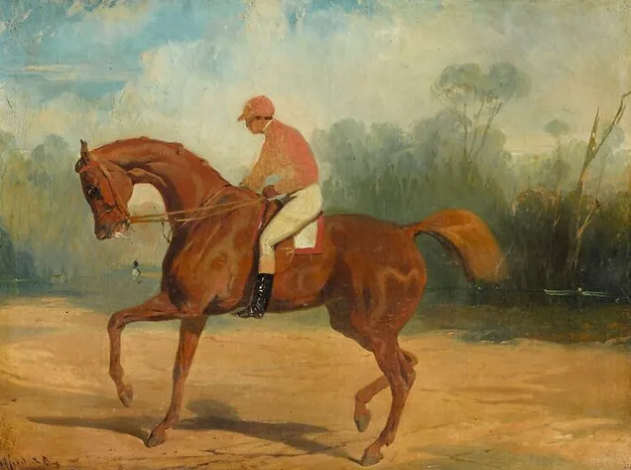 Cheval de course et son jockey (toiles sans cadre)