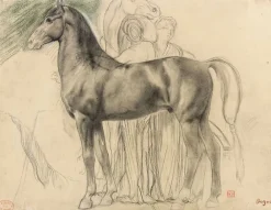 Cheval de profil à gauche et deux femmes retenant un cheval, étude pour Sémiramis construisant Babylone (toiles sur châssis) Toiles Sur Châssis