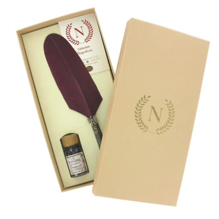 Coffret d'écriture Napoléon - Plume d'oie Bordeaux - Bortoletti