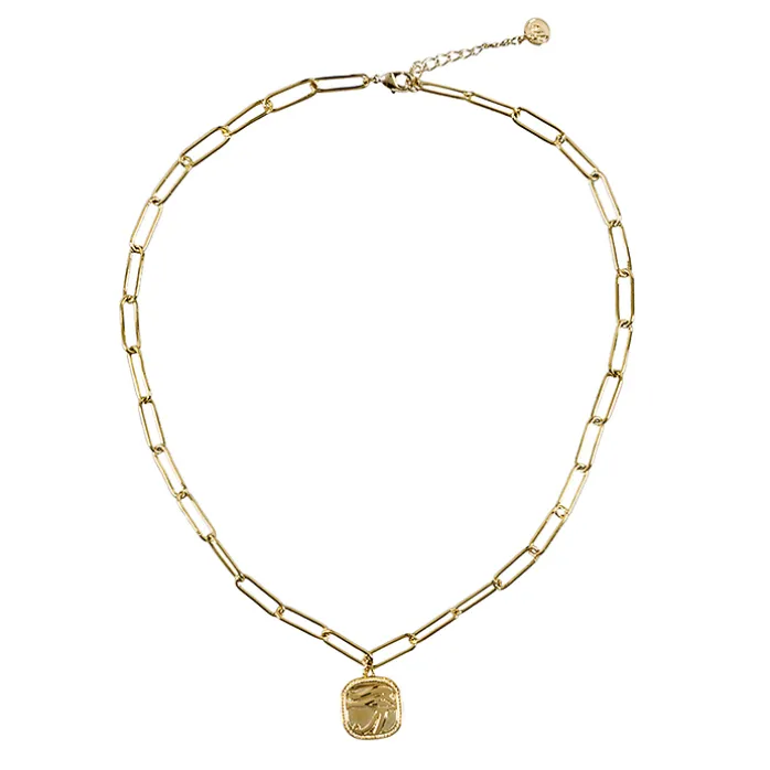 Collier avec chaîne maille trombone - Pendentif Œil égyptien