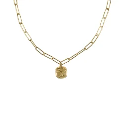 Collier avec chaîne maille trombone - Pendentif Œil égyptien