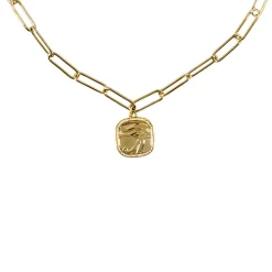 Collier avec chaîne maille trombone - Pendentif Œil égyptien