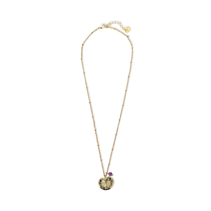 Collier court Nymphéa Perle d'améthyste - Les Cleias